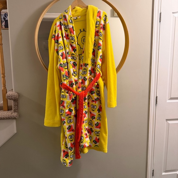 SpongeBob SquarePants Plush Robe Nickelodeon Adult L XL Yellow Cartoon Cozy - Picture 2 of 7